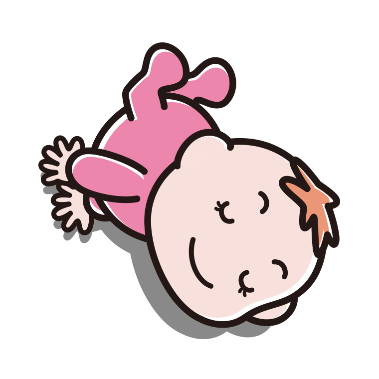 反り返る女の子の赤ちゃんのイラスト【色あり、背景なし】透過PNG