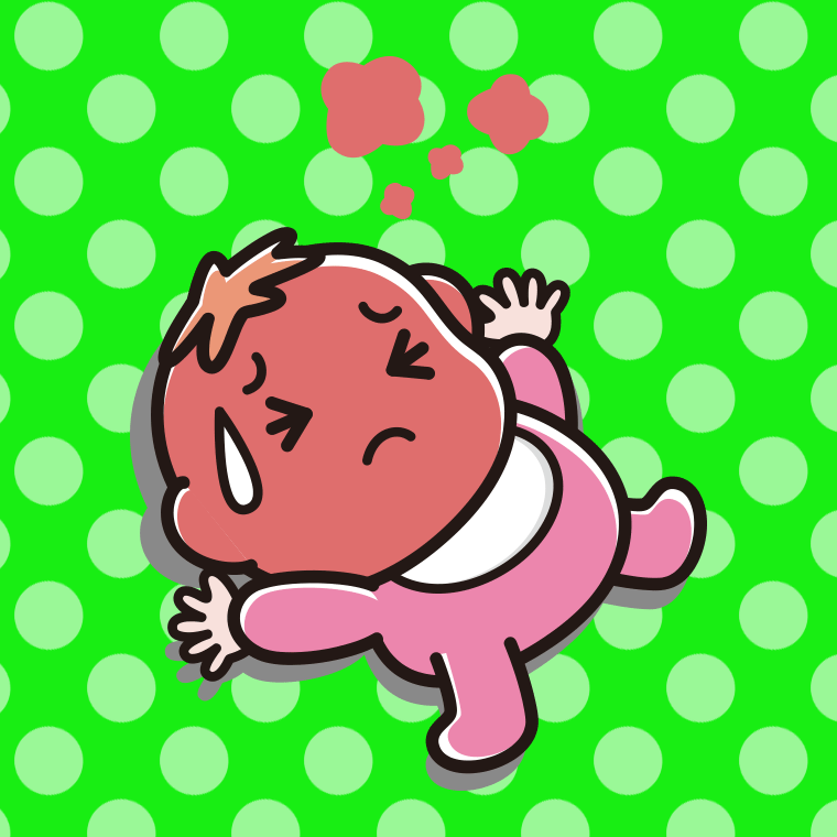 熱がある女の子の赤ちゃんのイラスト【色、背景あり】PNG