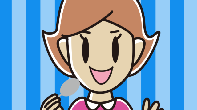 スプーンを持つ女性のイラスト【色、背景あり】PNG