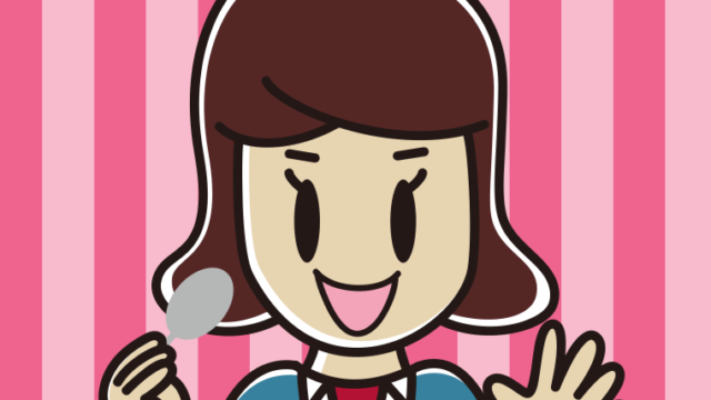 スプーンを持つ女子高校生のイラスト【色、背景あり】PNG