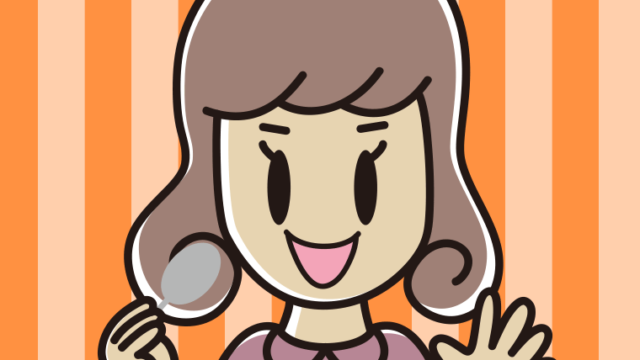 スプーンを持つ女子大学生のイラスト【色、背景あり】PNG