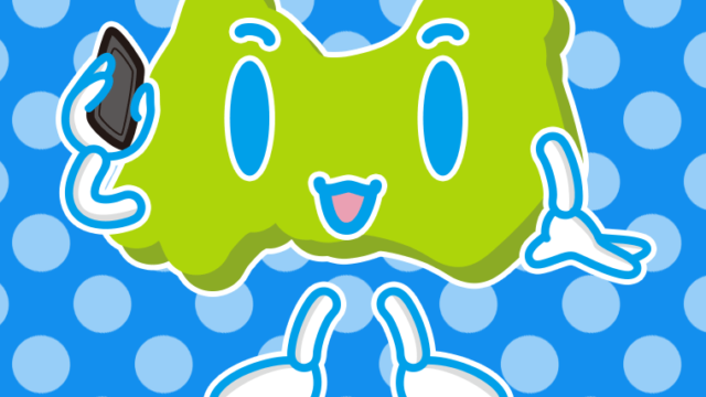 スマホで電話する富山ちゃんのイラスト【色、背景あり】PNG