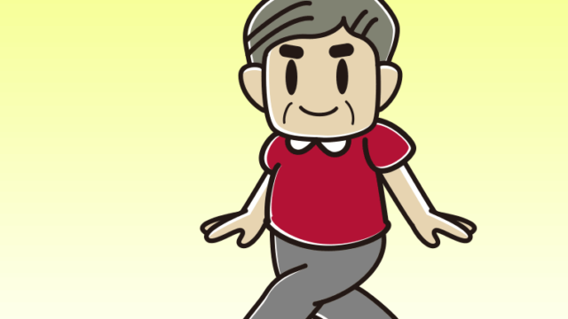 レッドカーペットを歩くおじさんのイラスト【色、背景あり】PNG