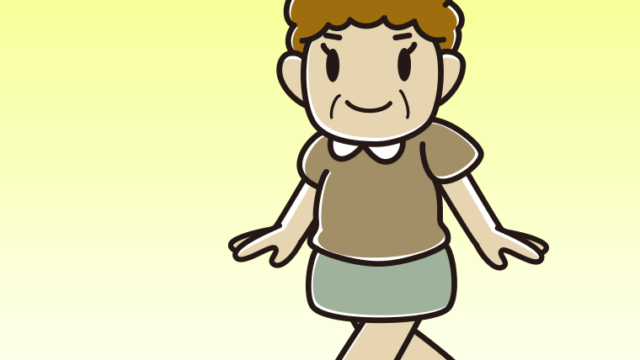 レッドカーペットを歩くおばさんのイラスト【色、背景あり】PNG