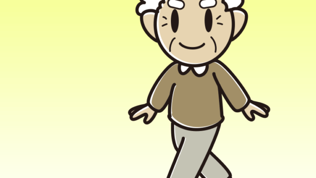 レッドカーペットを歩くおじいさんのイラスト【色、背景あり】PNG