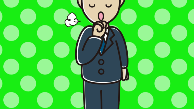 咳払いする男性会社員のイラスト【色、背景あり】PNG