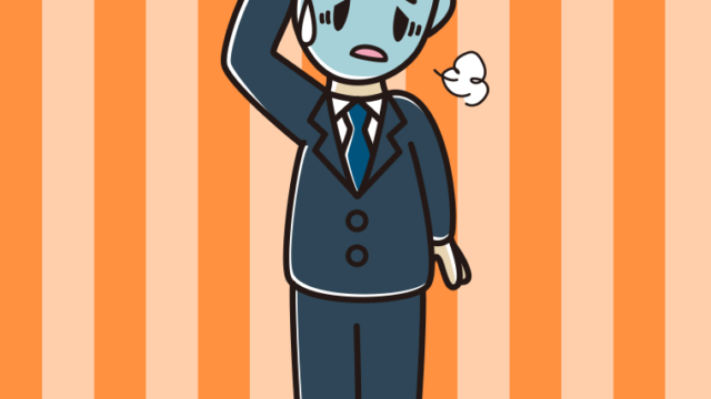 具合が悪い男性会社員のイラスト【色、背景あり】PNG