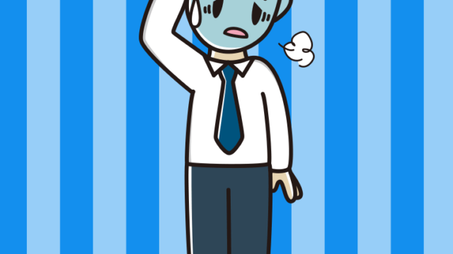 具合が悪い男性会社員（ワイシャツ）のイラスト【色、背景あり】PNG