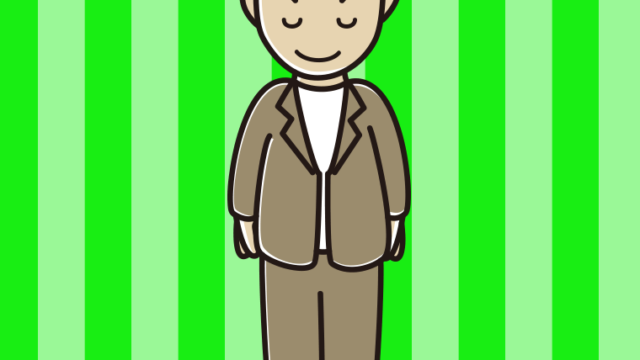 お辞儀する男性会社員（カジュアル）のイラスト【色、背景あり】PNG