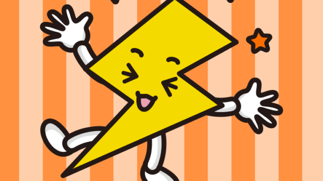 喜ぶ雷ちゃんのイラスト【色、背景あり】PNG