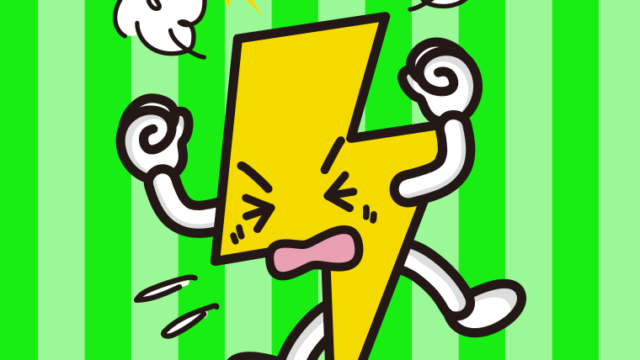 カンカンに怒る雷ちゃんのイラスト【色、背景あり】PNG