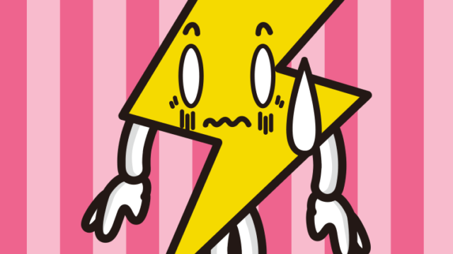 ショックを受ける雷ちゃんのイラスト【色、背景あり】PNG