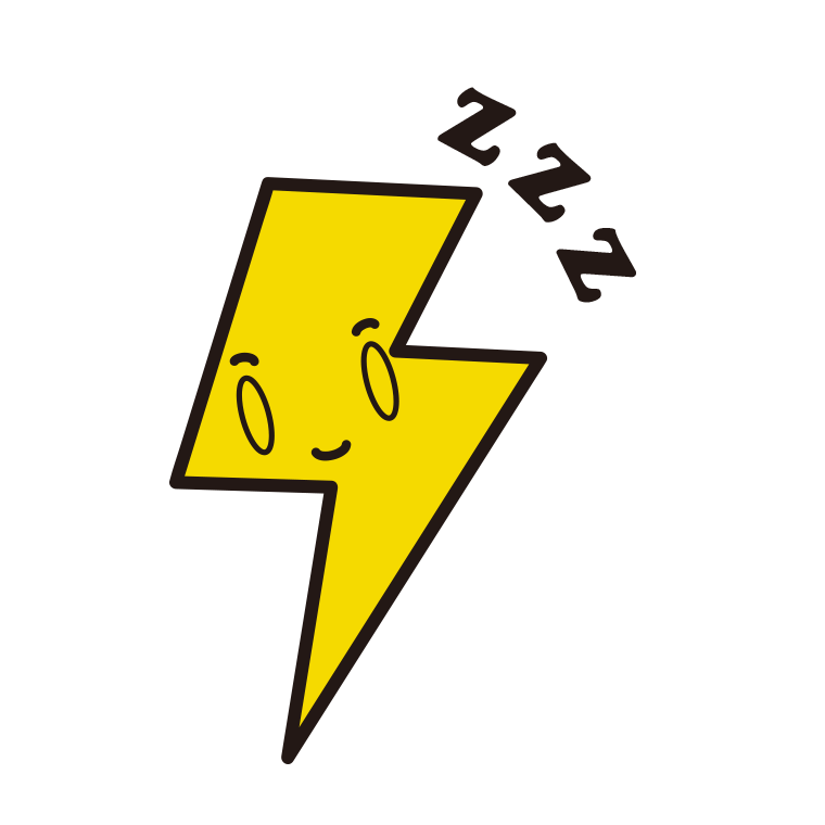 眠る雷ちゃんのイラスト【色あり、背景なし】透過PNG