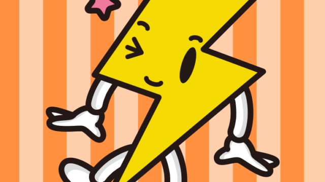 ウインクする雷ちゃんのイラスト【色、背景あり】PNG