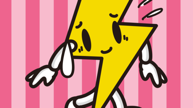 苦笑いする雷ちゃんのイラスト【色、背景あり】PNG