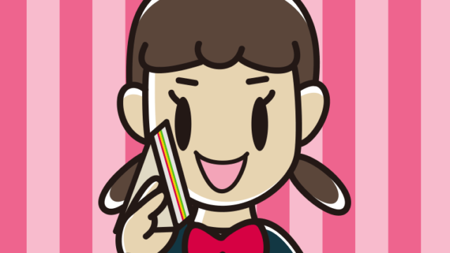 サンドイッチを食べる女子中学生のイラスト【色、背景あり】PNG