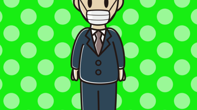 マスクをする年配男性会社員のイラスト【色、背景あり】PNG