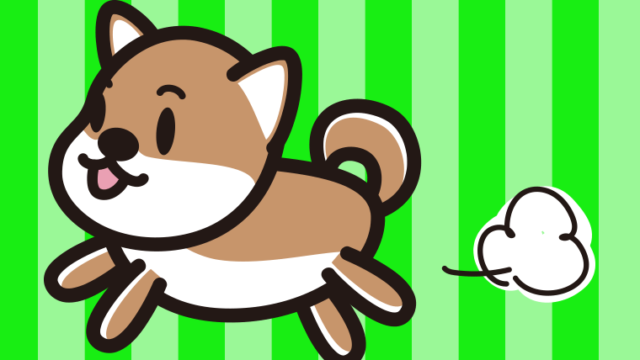 走る柴犬ちゃん（犬）のイラスト【色、背景あり】PNG