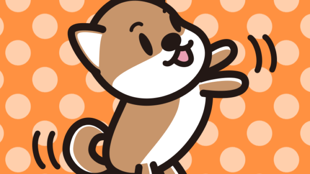 立つ柴犬ちゃん（犬）のイラスト【色、背景あり】PNG