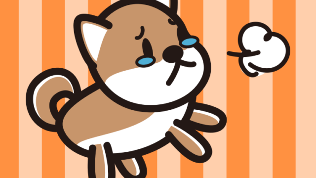 泣く柴犬ちゃん（犬）のイラスト【色、背景あり】PNG