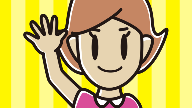 手をあげる女性のイラスト【色、背景あり】PNG