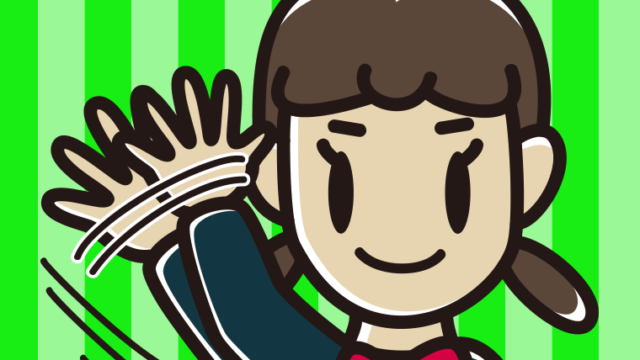 大きく手を振る女子中学生のイラスト【色、背景あり】PNG