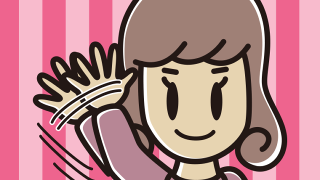 大きく手を振る女子大学生のイラスト【色、背景あり】PNG