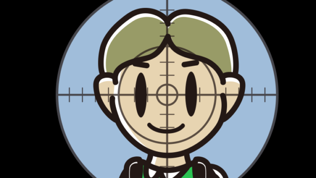 標的（ターゲット）にされる小学生男子のイラスト【色、背景あり】PNG