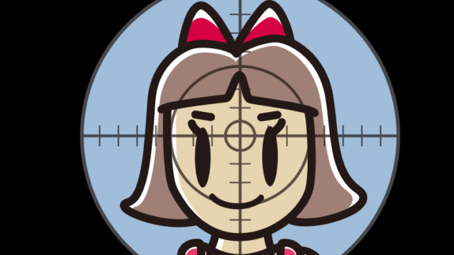 標的（ターゲット）にされる小学生女子のイラスト【色、背景あり】PNG