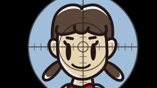 標的（ターゲット）にされる女子中学生のイラスト【色、背景あり】PNG