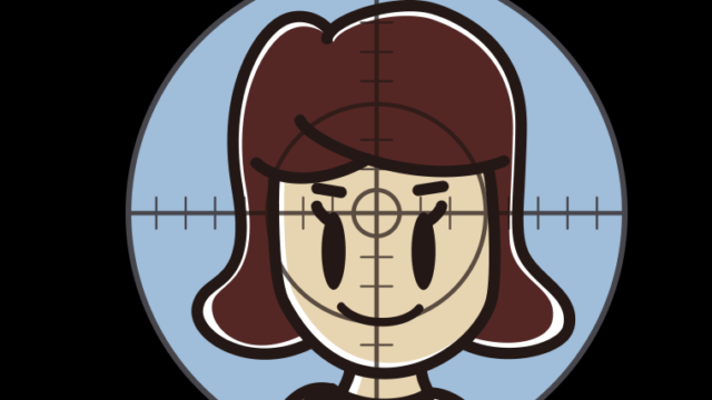 標的（ターゲット）にされる女子高校生のイラスト【色、背景あり】PNG