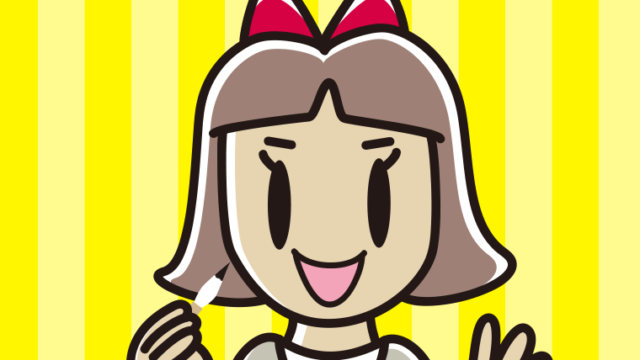 筆を持つ小学生女子のイラスト【色、背景あり】PNG