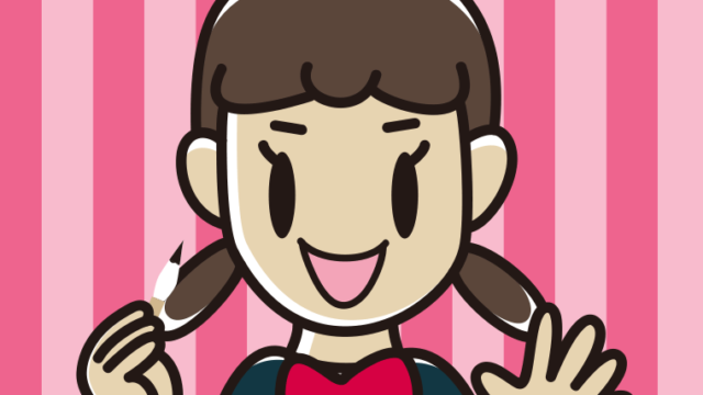 筆を持つ女子中学生のイラスト【色、背景あり】PNG