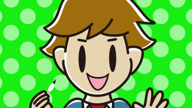 筆を持つ男子高校生のイラスト【色、背景あり】PNG