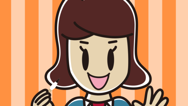 筆を持つ女子高校生のイラスト【色、背景あり】PNG