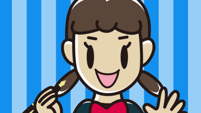 万年筆を持つ女子中学生のイラスト【色、背景あり】PNG