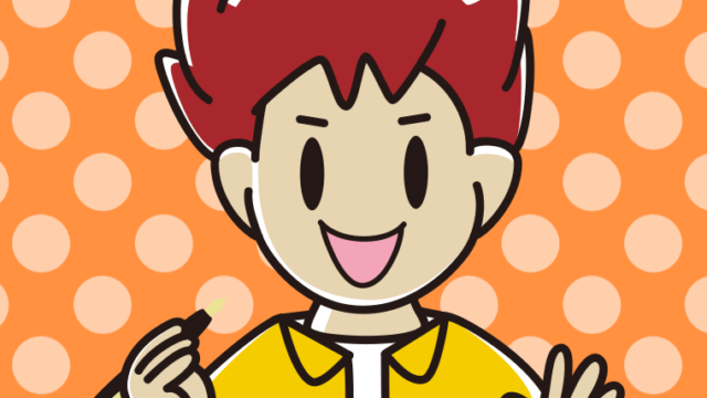 万年筆を持つ男子大学生のイラスト【色、背景あり】PNG