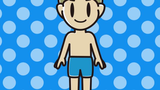 水着の小学生男子のイラスト【色、背景あり】PNG