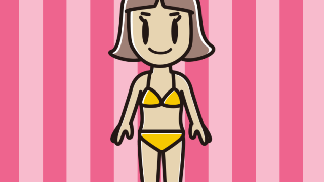 水着の小学生女子のイラスト【色、背景あり】PNG