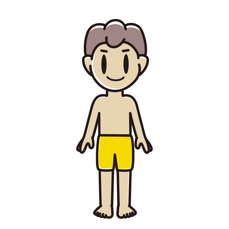水着の男子中学生のイラスト【色あり、背景なし】透過PNG