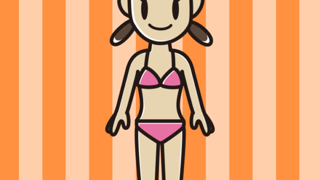 水着の女子中学生のイラスト【色、背景あり】PNG