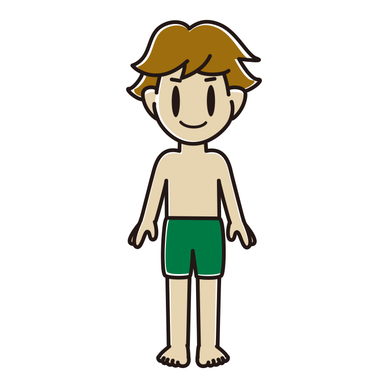 水着の男子高校生のイラスト【色あり、背景なし】透過PNG