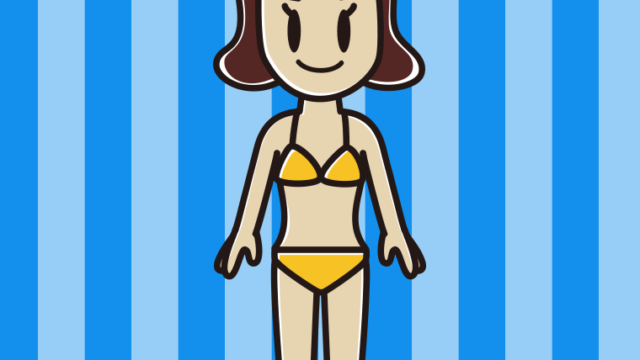 水着の女子高校生のイラスト【色、背景あり】PNG