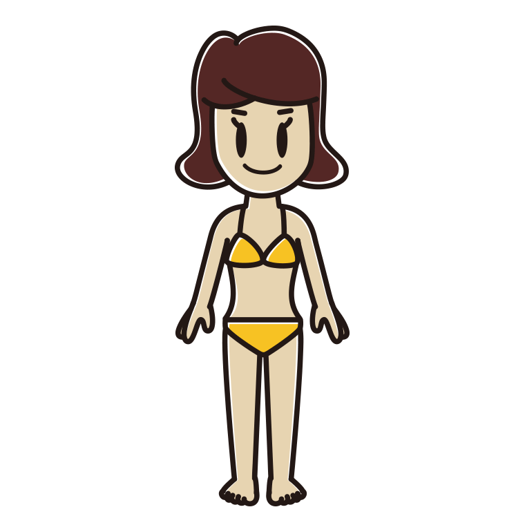 水着の女子高校生のイラスト【色あり、背景なし】透過PNG