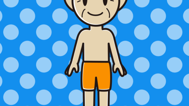 水着のおじいさんのイラスト【色、背景あり】PNG