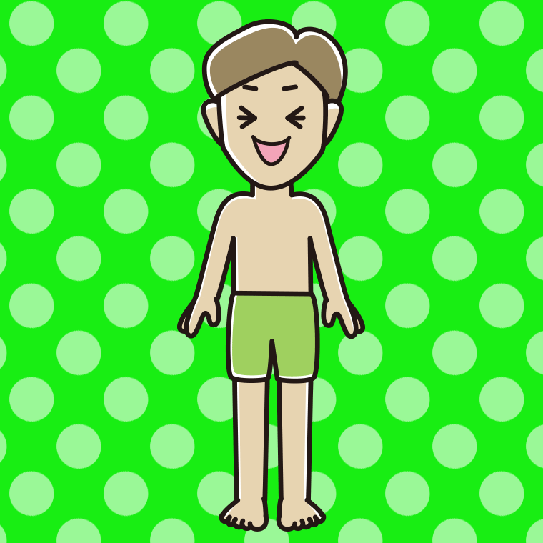 笑う水着の男性のイラスト【色、背景あり】PNG