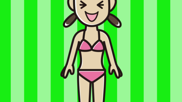笑う水着の女子中学生のイラスト【色、背景あり】PNG