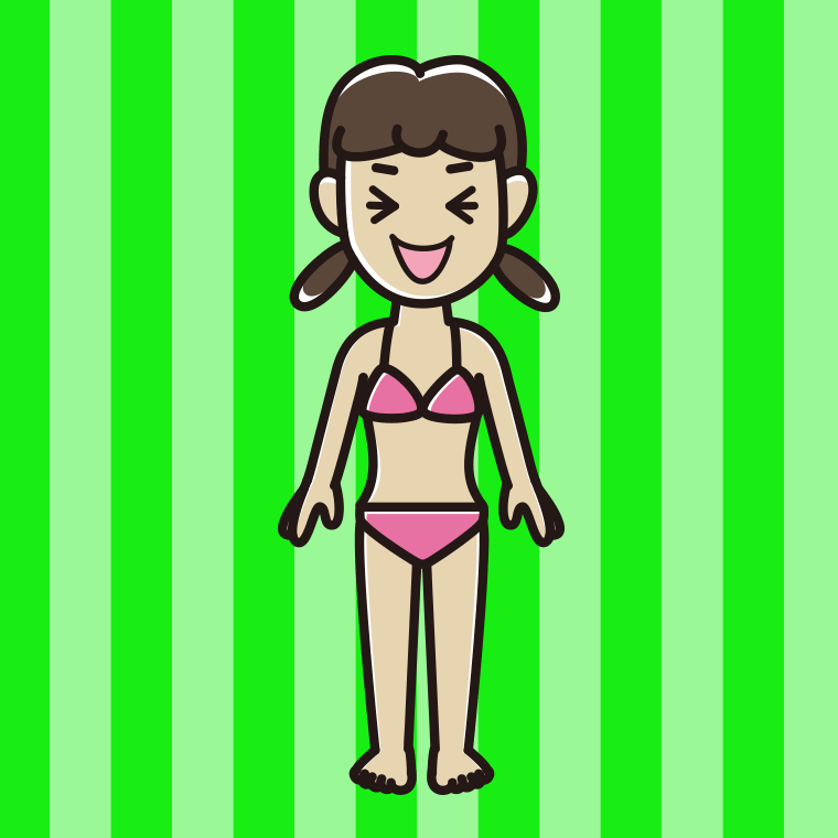 笑う水着の女子中学生のイラスト【色、背景あり】PNG