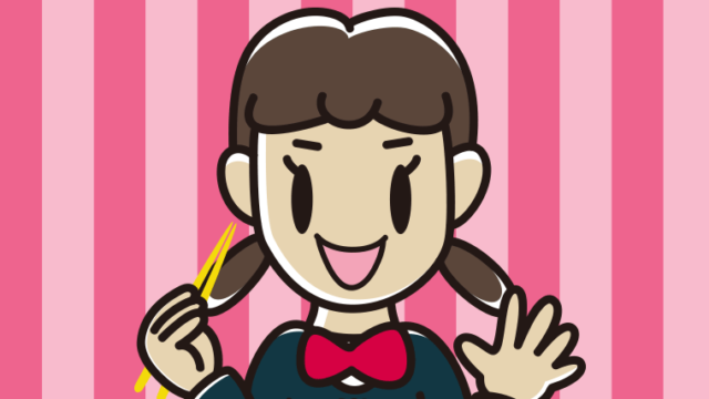 ごはん（白米）を食べる女子中学生のイラスト【色、背景あり】PNG