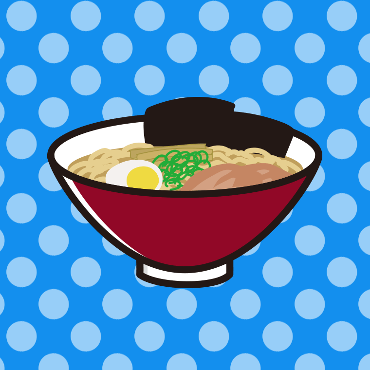 ラーメンのイラスト【色、背景あり】PNG